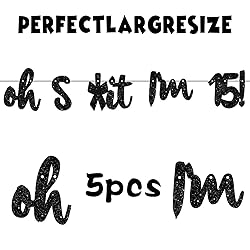 Oh I’m 15! Banner Backdrop Glitter Black Hallo