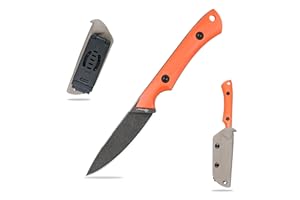 SDOKEDC Knives DC53 Steel Tactical Fixed Blade Knife with kydex sheath for Men EDC Outdoor Camping Survival Hunting (Black+G10 Orange)