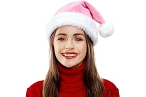 LKQBBSZ Santa Hat for Women, Adults Unisex Velvet Comfort Xmas Hat Extra Plush for Christmas New Year Festive Holiday Party