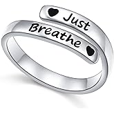 FLYOW Adjustable Inspirational Rings 925 Sterling Silver Stacking Wrap Spiral Twist Statement Band Encouragement Gift for Women Men