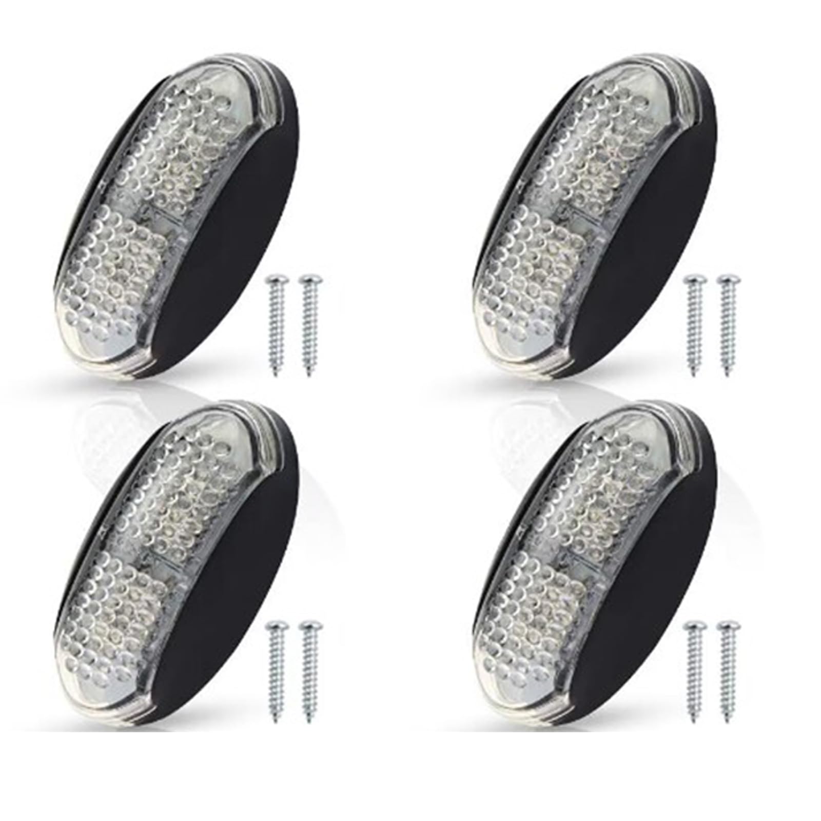 Biqing 4PCS Trailer Marker Lights Red Yellow, 4-LED Position Side Lamps Green Side Marker Assembly 12V/24V Waterproof for Car Truck Van Trailers Lorry Car Bus