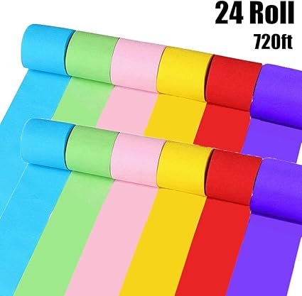 Amazon Com 24 Rolls Polychromatic Crepe Paper Streamers For