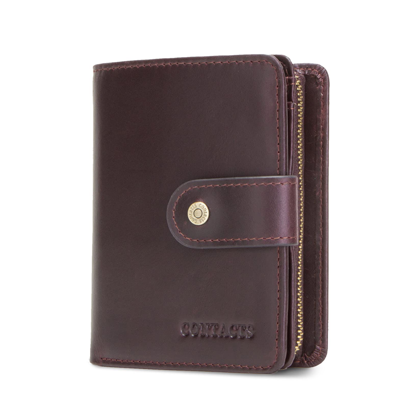 FORRICA Men Leather Wallet Women Purse RFID Blocking Bifold Wallet Soft Zip Coin Pocket Cowhide Credit Card Holder with Gift Box Brown B