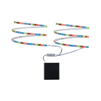 Paulmann 707.00 Function Mobil Strip 2x80cm RGB 1,2W 9V 6LR61 Weiß Metall/Kunststoff LED Lichtband Lichtstreifen Lichtschlauc
