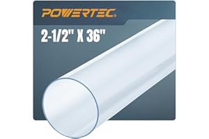POWERTEC Clear PVC Pipe 2-1/2" x 36" Long, 1PK Rigid Plastic Tubing, Round Tube Compatible w/Dust Collection Fitting, for Woodworking Tool, Dust Collection System, Toy Cars and Bird Feeder (70176V)