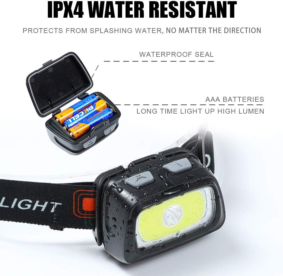 Headlamp Flashlight LED Headlamp Battery Operated Head Lamp with White/Red/Green Light 6 Modes Headlamps Adjustable Strap Perfect Head Light for Camping Hiking Running & More - - 