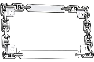 TC Sportline LPF252-C 3D Chain Style Zinc Metal Chrome Finished Motorcycle License Plate Frame