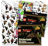Lego Ninjago Stickers Party Favors - Bundle of 12 Sheets - over 240 Stickers Bundled with Specialty Door Hanger