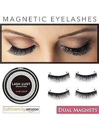 LashLust False Magnetic Eyelashes Premium Set (2 Pairs) - Dual Magnets, No Glue, Magic 3D Fake Lashes Extension - Ultra Soft & Natural Look & Handmade - Long & Thick - One Two Cosmetics Cruelty Free