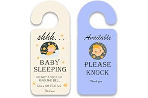 WSNIHO Baby Sleeping Sign for Front Door, 2pack Please Do not Knock or Ring Bell Baby Is Sleeping Double-sided PVC Door Sign- for Nursery Infants School Kindergarten & for New Mom New Born Gifts