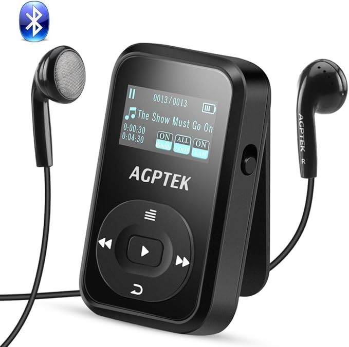 AGPTEK A26TB 8GB Bluetooth 4.0 MP3 Player, Clip Sport HiFi Sound Music