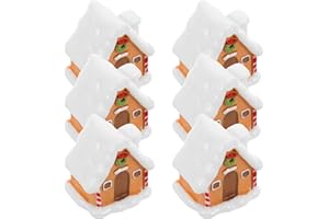 TOVINANNA 6 Pcs Resin Gingerbread House Ornaments Christmas Village Accessories Miniature House Decor for