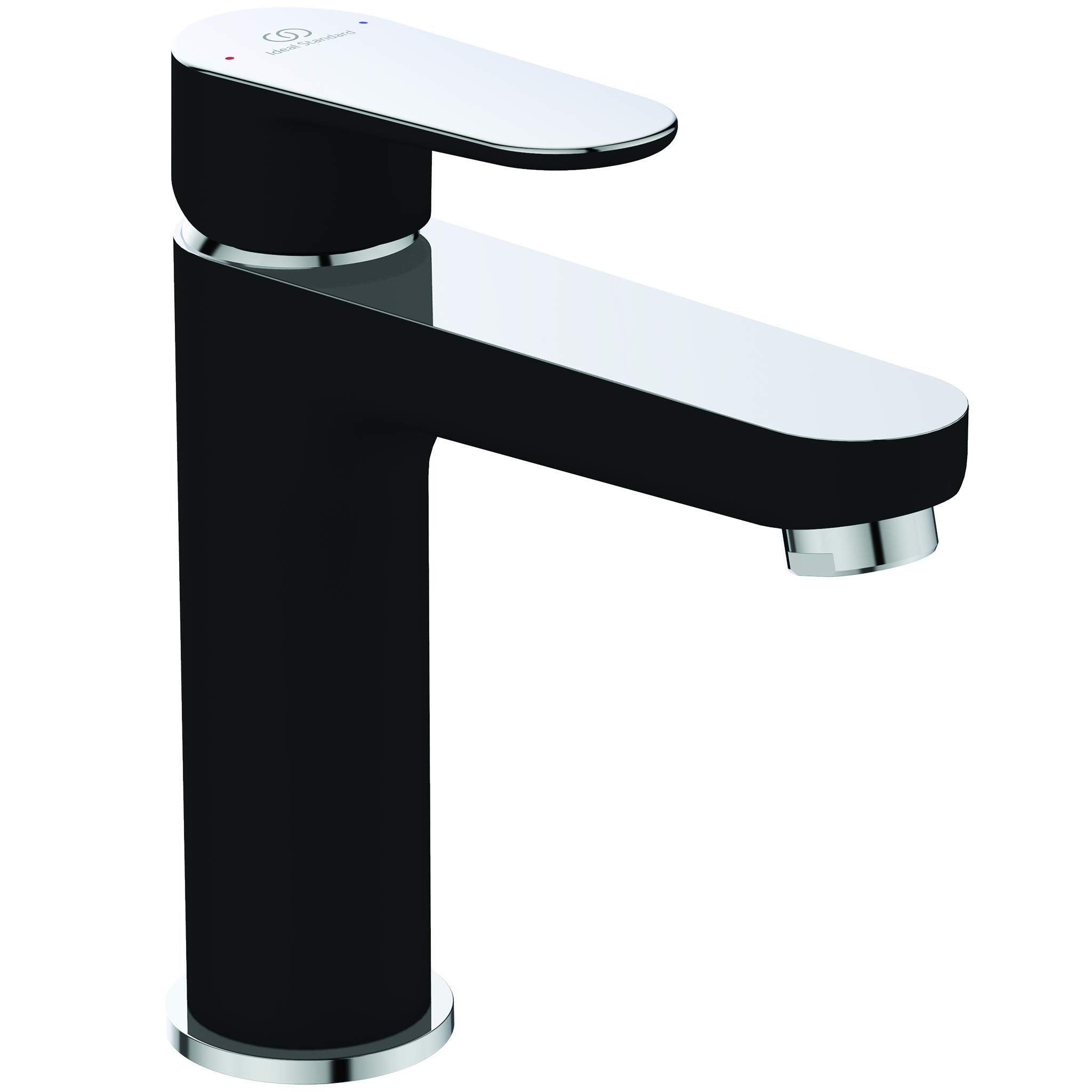 Ideal Standard Tyria BC159HS Black and Chrome Basin Mixer Tap with Metal Waste