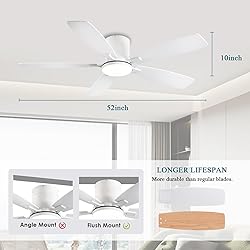 Ayaoty Ceiling Fans with Lights, 52 inch Low