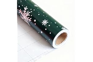 DiffyGo Christmas Wrapping Paper Roll,Snowflake Design for Christmas,Winter,Holiday (Green + White)