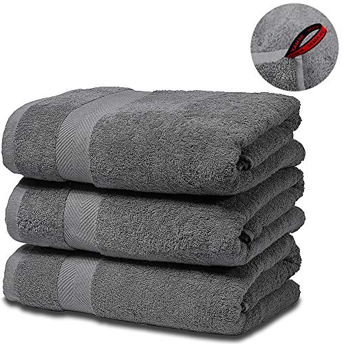 SEMAXE Luxury Bath Towel Set.Hotel & Spa Quality.3 Large Bath Towels,Premium Collection Bathroom Towels.Soft,Plush and Highly Absorbent (Set of 3,Gray)