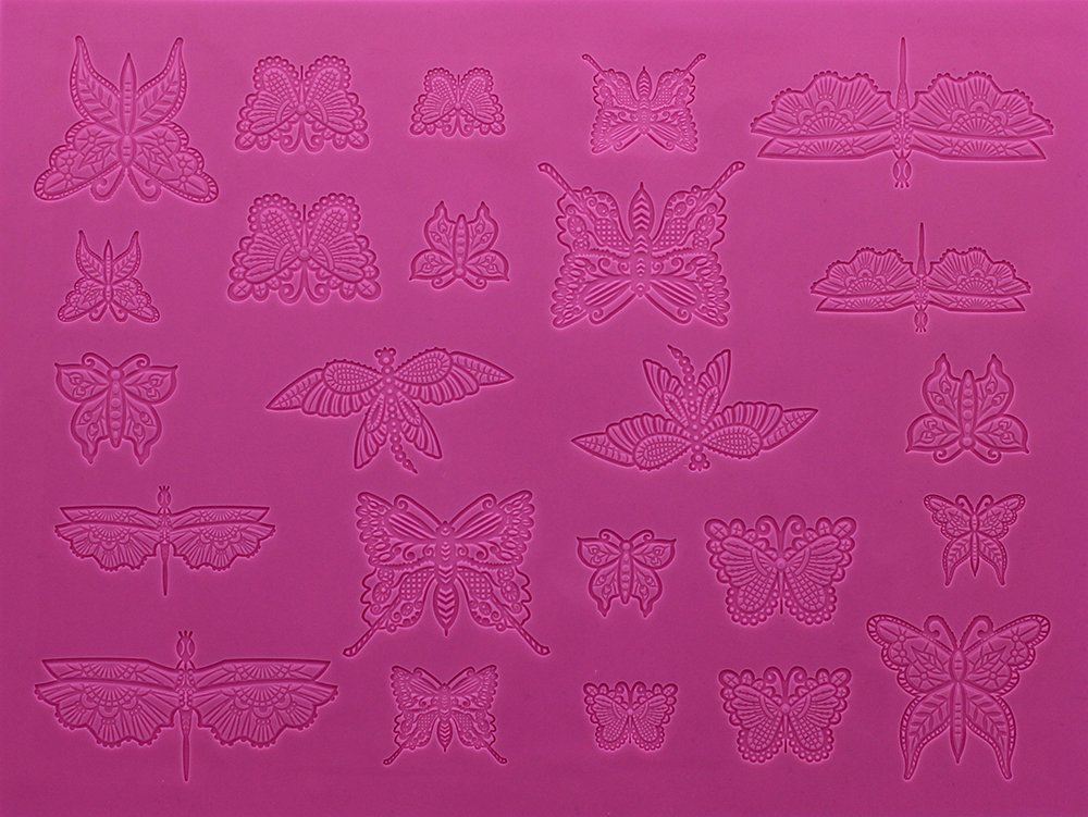 Cake Lace Beautiful Butterflies Large 3D, Pink