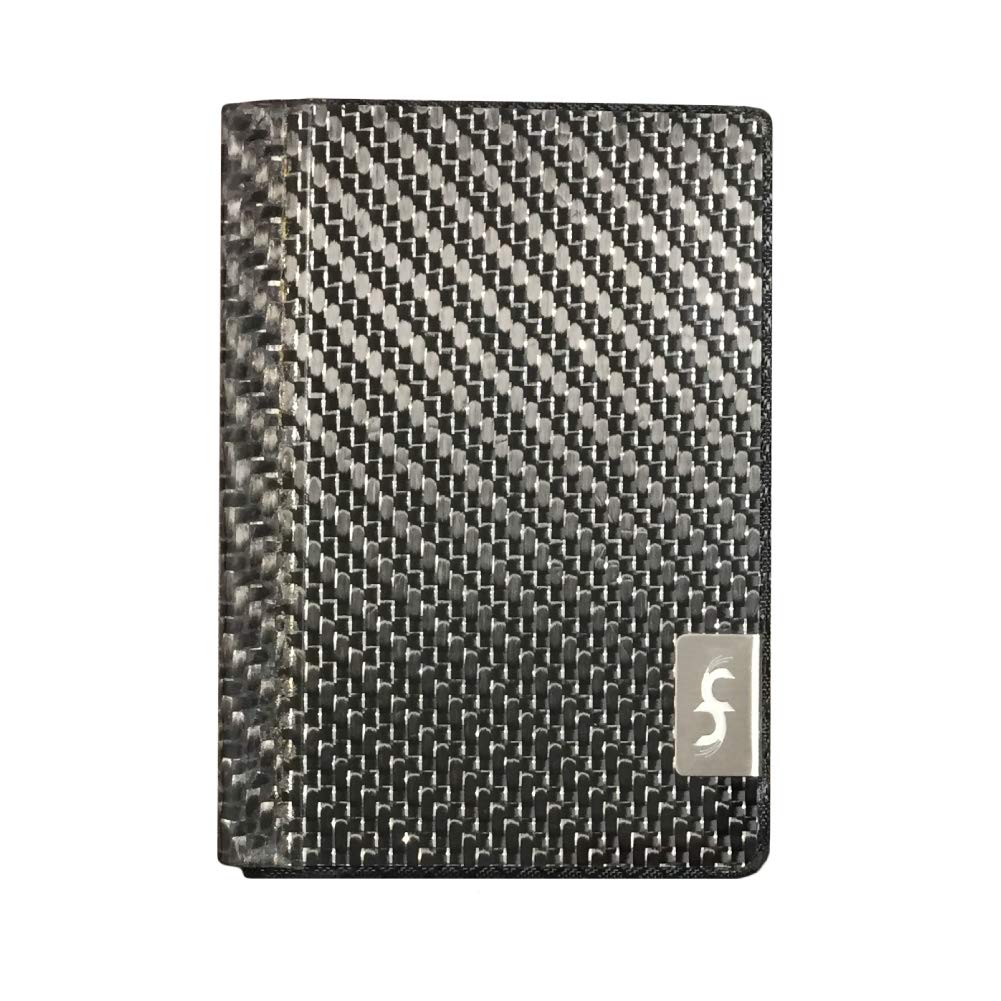 Common FibersReflections SLM - Real Carbon Fiber RFID Blocking Slim Minimalist Mens Wallet with Silver Weave