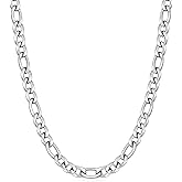 Fiusem Figaro Chains for Men Women, Silver Tone Mens Chain Necklaces, Wide 3.5/5/6/7/8/9.5mm Stainless Steel Chain Necklace for Men Women
