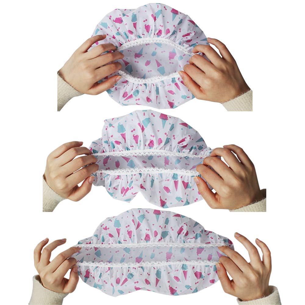 11 Pieces Waterproof Shower Caps Elastic Reusable Plastic Bathing Hair Cap Lady Salon Hat for Kids Girls and Women, Assorted Patterns : Beauty