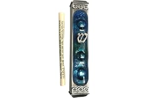 Tamara Baskin Art Glass Mediterranean Sea Mezuzah, Weatherproof Metal Case - Gift Box and Scroll Included - Handmade in the USA - Guaranteed for Life