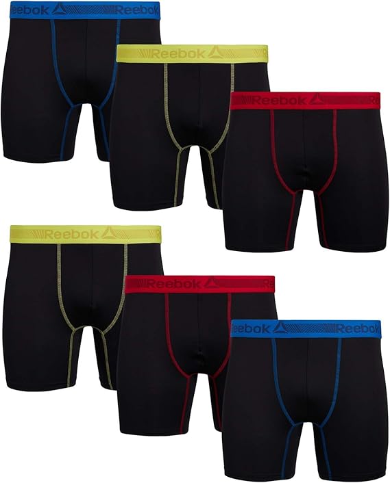 Reebok Mens 6 Pack Performance Quick Dry Moisture Wicking