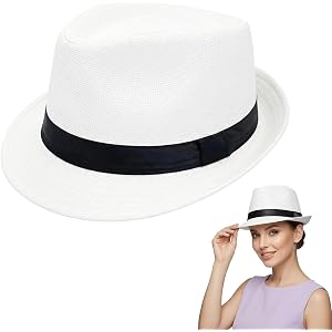 White Fedora Hat for Men, Vintage Gatsby Style Fedora, 1920s Costume Accessories for Themed Parties, Outdoor Sun Protection a