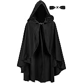 UQJE Medieval Cloak with Hood Halloween Renaissance Hooded Short Cape for Men and Women
