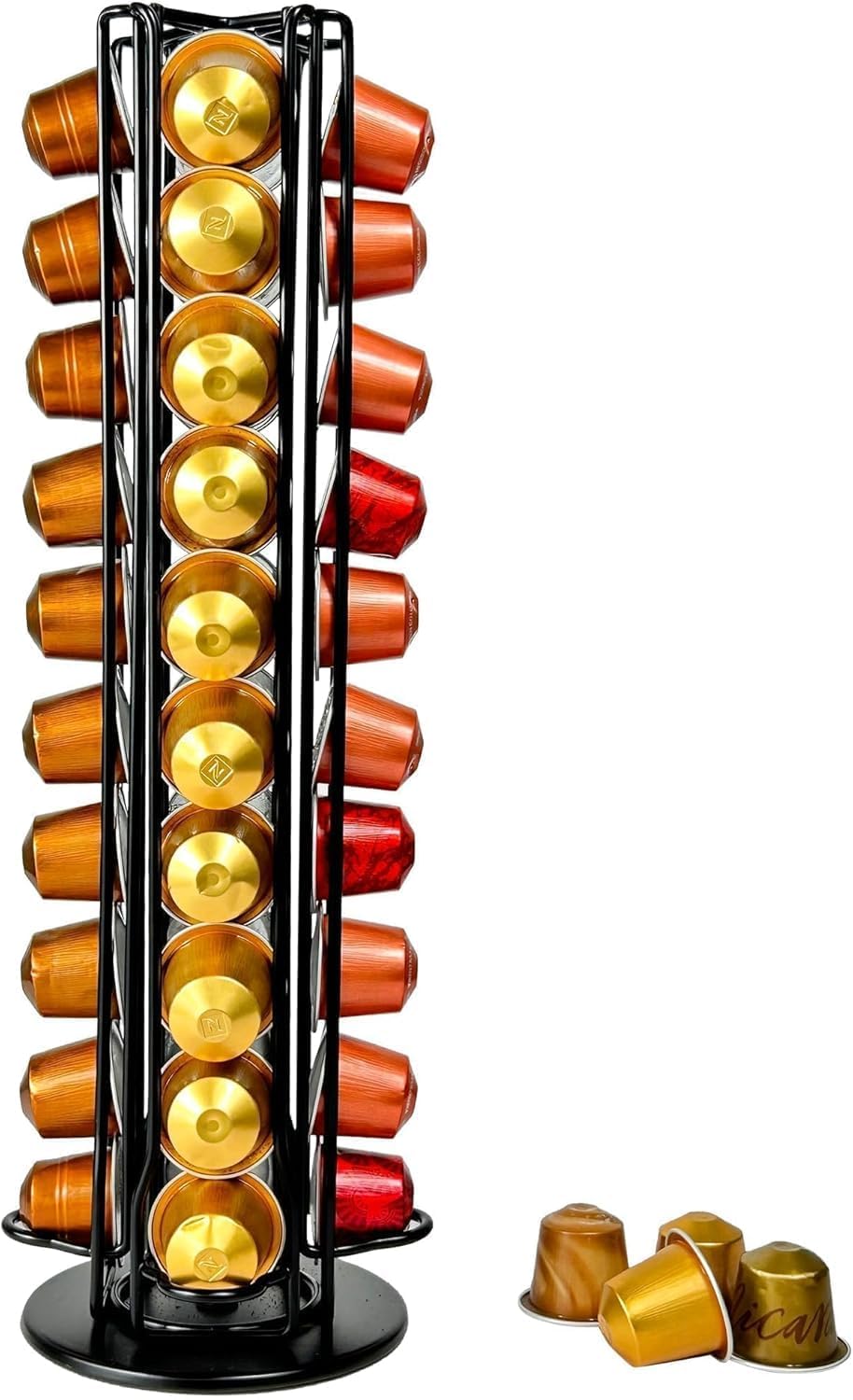 Wrobic Coffee Pod Holder Stand for Nespresso Original Capsules, Rotatable Storage Organizer Rack Holds 40 Capsules, Black