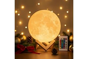 Moon Lamp 16 Colours 3D Printed – 7.1' Lunar Light with 148 Modes, Remote & Touch Control, USB Rechargeable – Gift for Women,