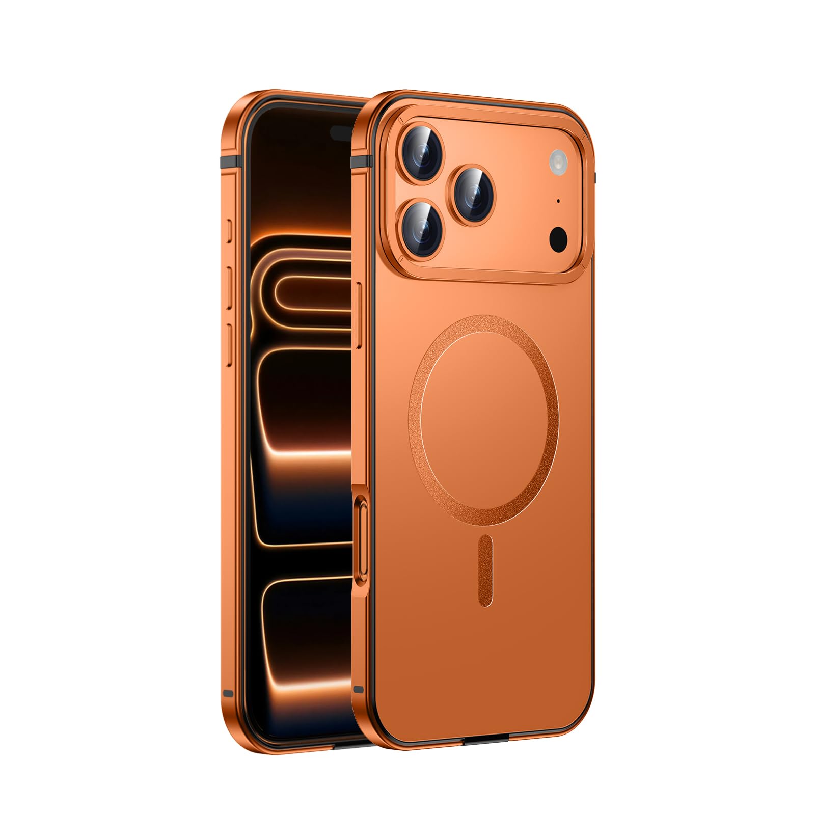 Photo 1 of IMCHEN Metal Case for iPhone 17 Pro Max, Aluminum Alloy Frame Heavy-Duty Protection, Slim and Durable Orange