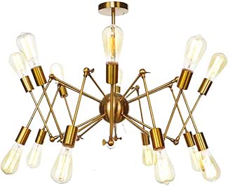 Industrial Sputnik Lámpara De Araña,14-luces Vintage Latón Cepillado