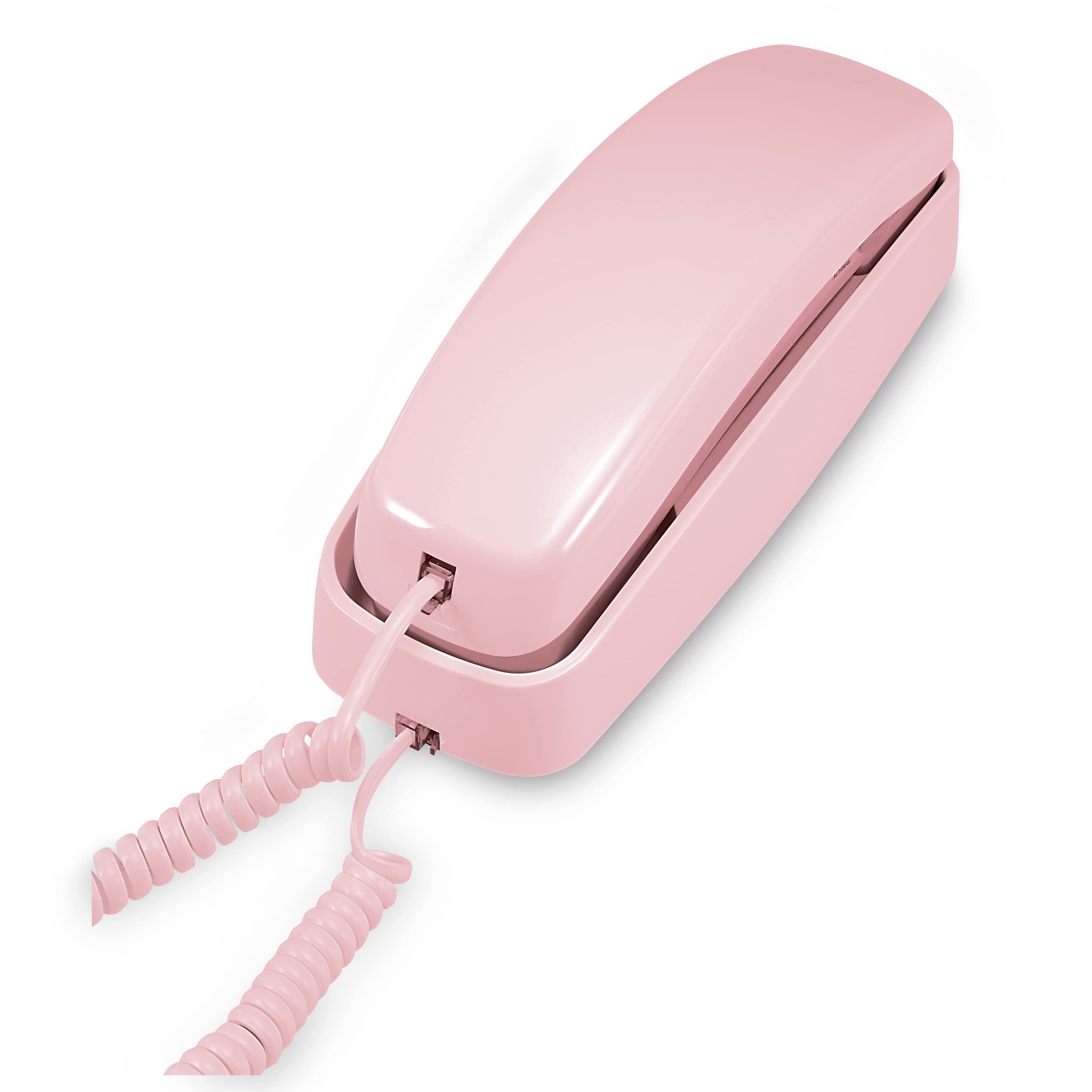 Photo 1 of AT&T TRIMLINE 210 Corded Home Phone, No AC Power Required, Improved Easy-wall-mount, Lighted Big Button Keypad, 13 SpeedDial Keys, Last Number Redial, Mute, Flash, Volume Control, Princess Phone, PINK