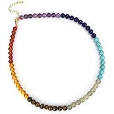 7 Chakra Necklace, Handmade Choker Necklace for Women, Reiki Energy Crystals Gemstone Beaded Necklace for Yoga Meditation Jewelry
