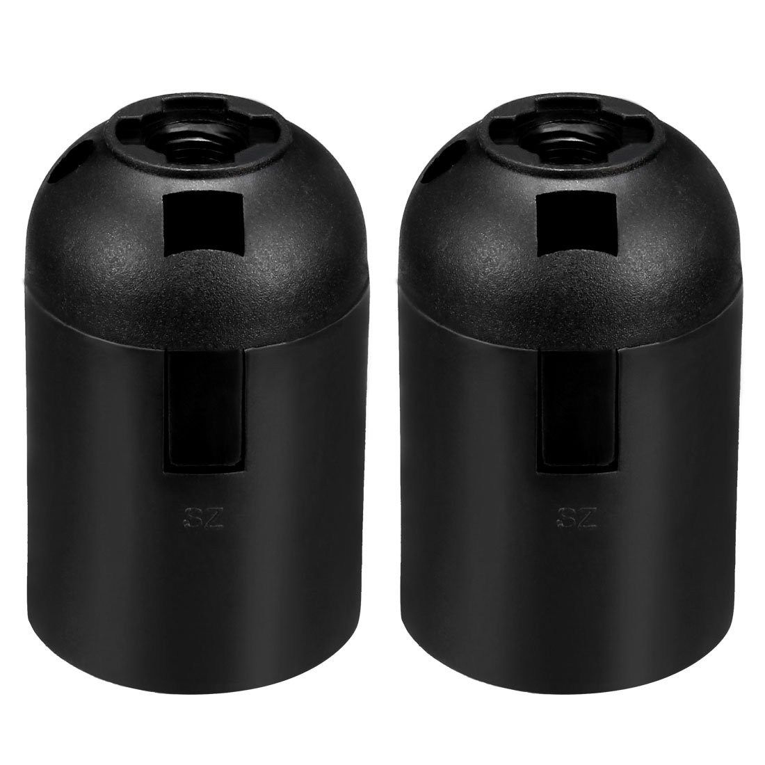 sourcing map Lamp Socket, 0-250V E27 58x37mm LED Bulb Light Holder for Floor Desk Table Lights, Plastic, Black Pack of 4