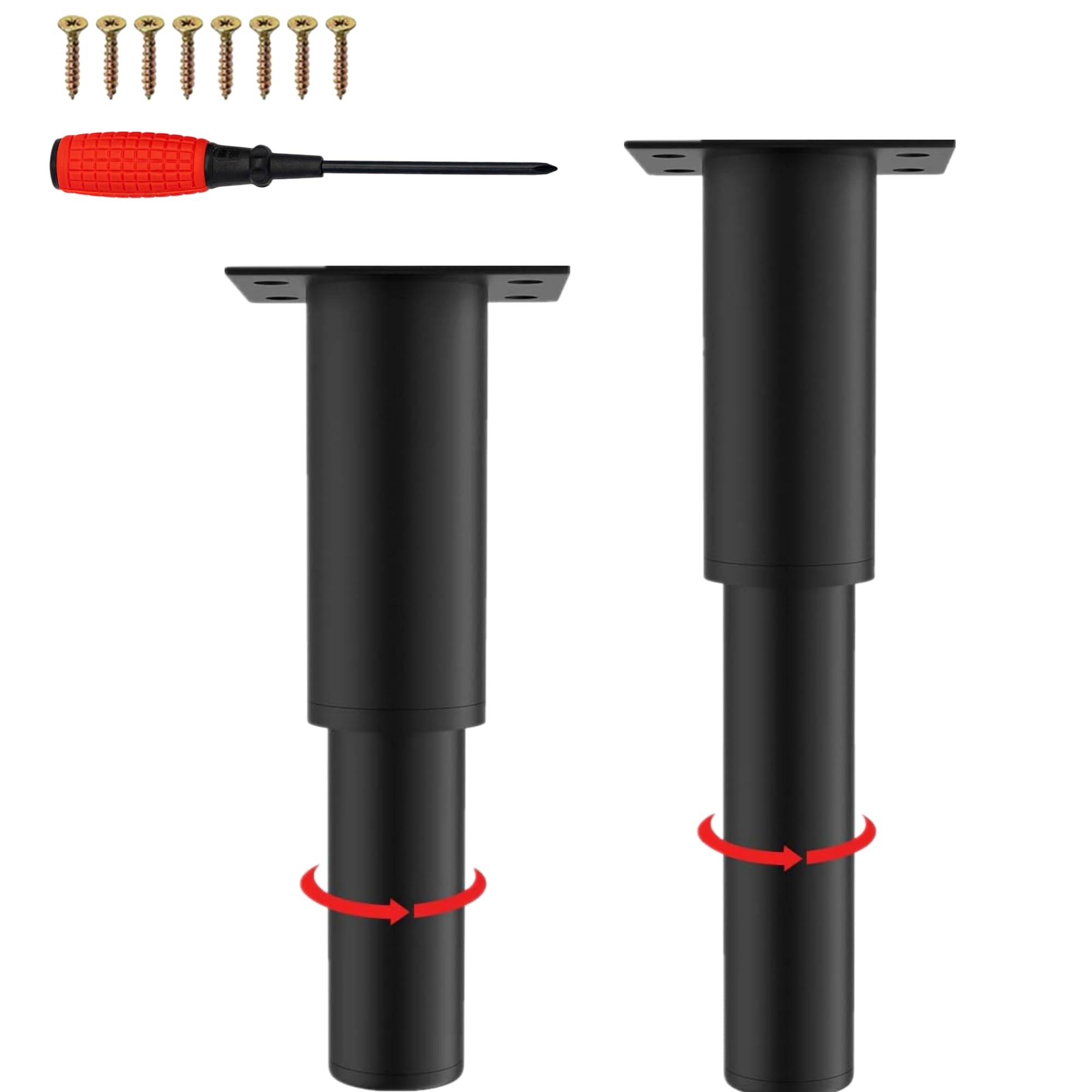 EURXLQ 2 Adjustable Table Legs (18-34cm/2 Pack, Black)