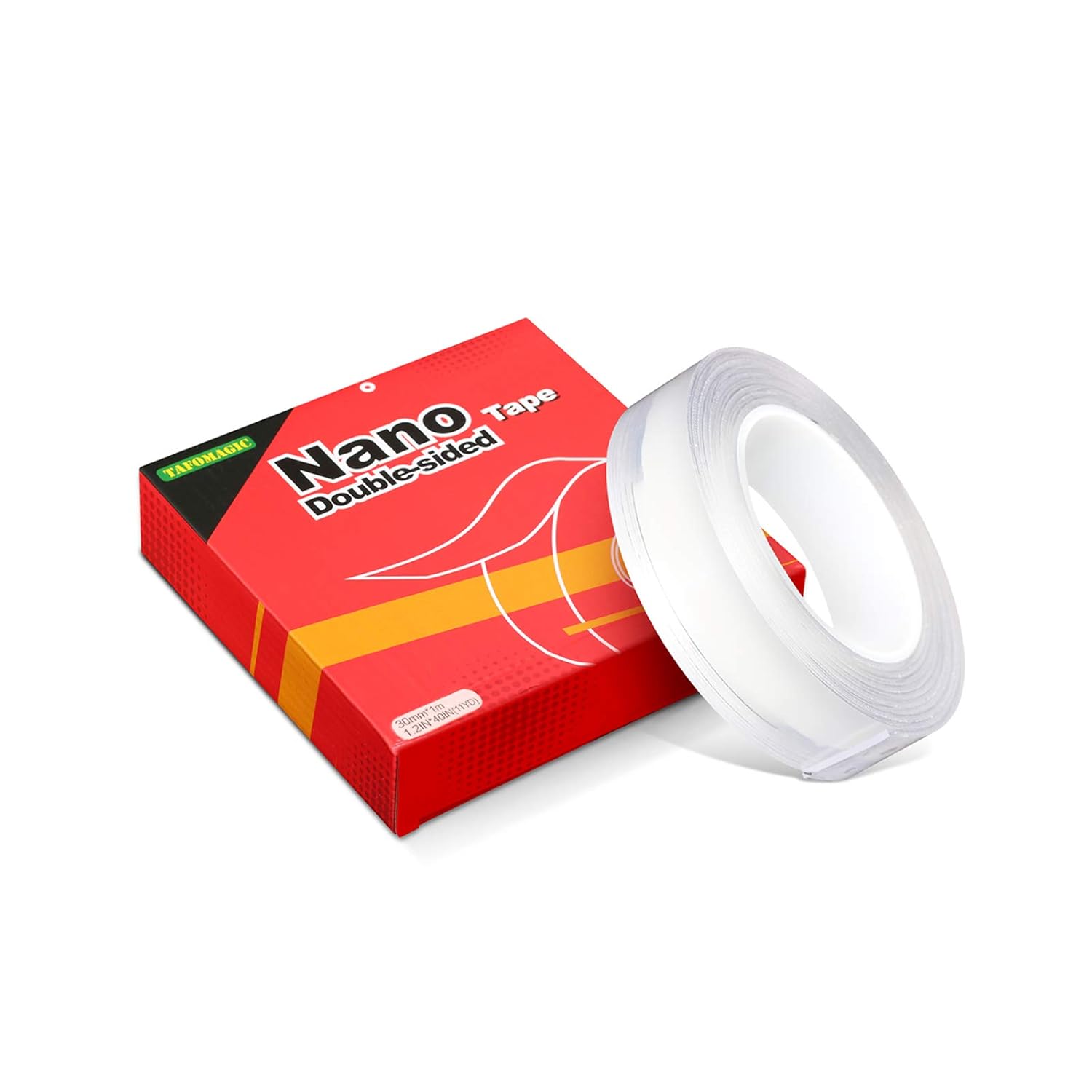 TafoMag!c Double Sided Heavy Duty Nano Tape [1.2IN x 3.28FT], Strong Adhesive Transparent Tape, Home/Office Removable, Washable 2MM Thickness Tape: Industrial & Scientific