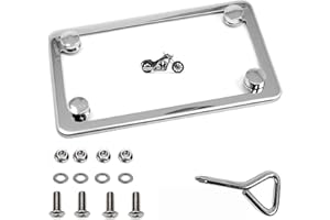 LFPartS Motorcycle Polished Slim Style Stainless Steel License Plate Frame, Chrome
