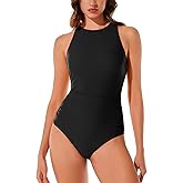 RXRXCOCO Women's Tummy Control One Piece Swimsuit Ruched High Neck Full Coverage 2026 Bathing Suit Swimwear