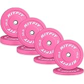RITFIT Pink Olympic Bumper Plates with Steel Insert for Home Gym | High-Density Rubber with Low Bounce, 2-Inch Olympic Bore with Steel Insert, Pink Color for Strength Training