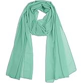 Elerevyo Women's Chiffon Scarf, Green, Olive Sheer Lightweight Shawl, Long Head Wrap for All Seasons
