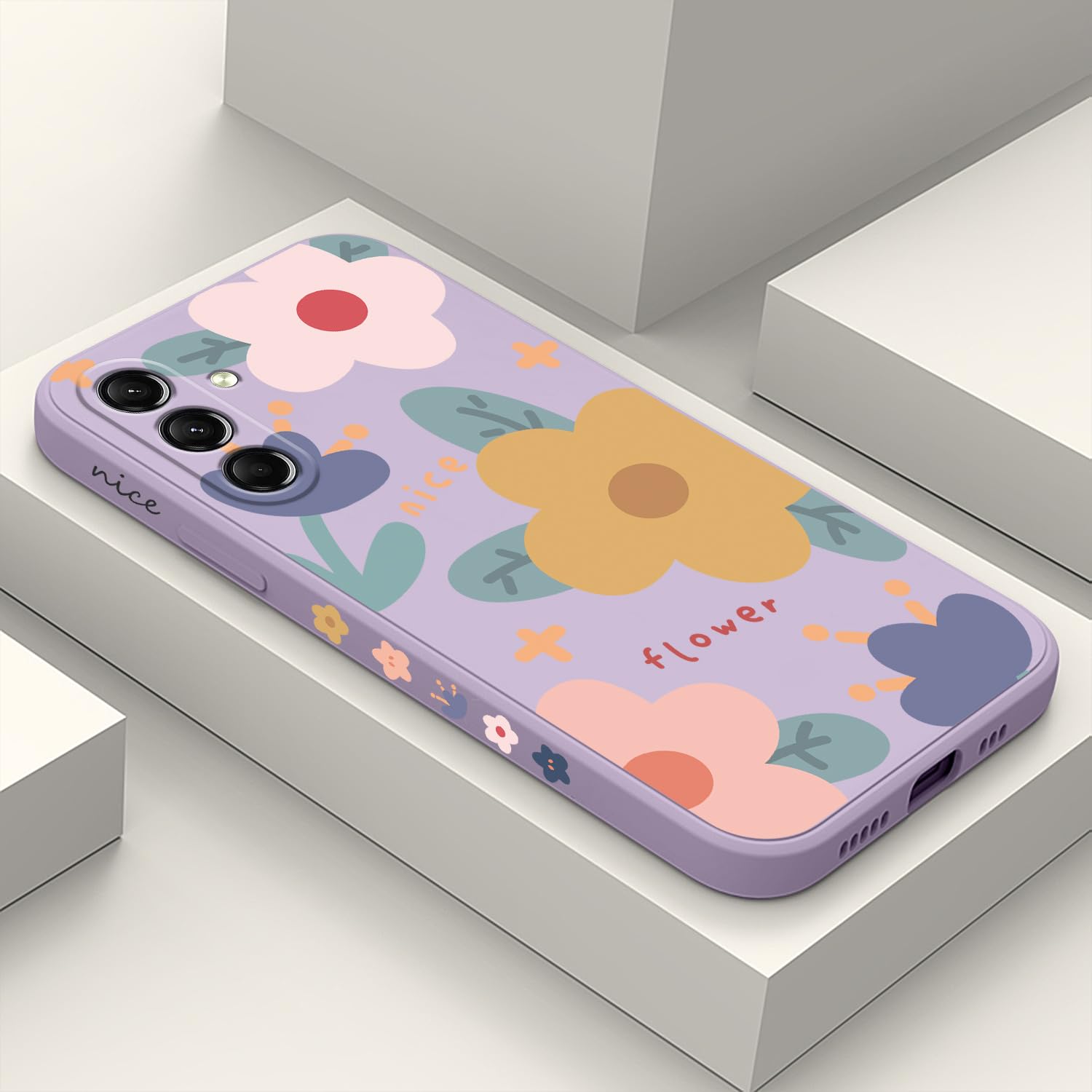 Photo 1 of LEECG for Samsung S24 Case Flower Butterfly Pattern Design S24 Phone Cover Ultra Thin Soft Anti Drop Liquid Silicone Case for Samsung Galaxy S24 6.2"-Color Block Purple