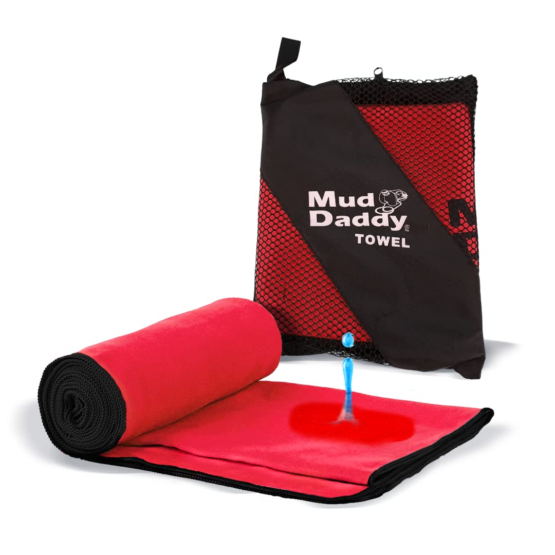 Mud Daddy Super Absorbent Specially Designed Micro Towel, Red