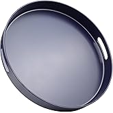 SforGUVA Navy Blue Decorative Serving Tray with Handles, 13” Versatile Ottoman Tray for Coffee Table, Entertaining, Outdoor Patio, Living Room
