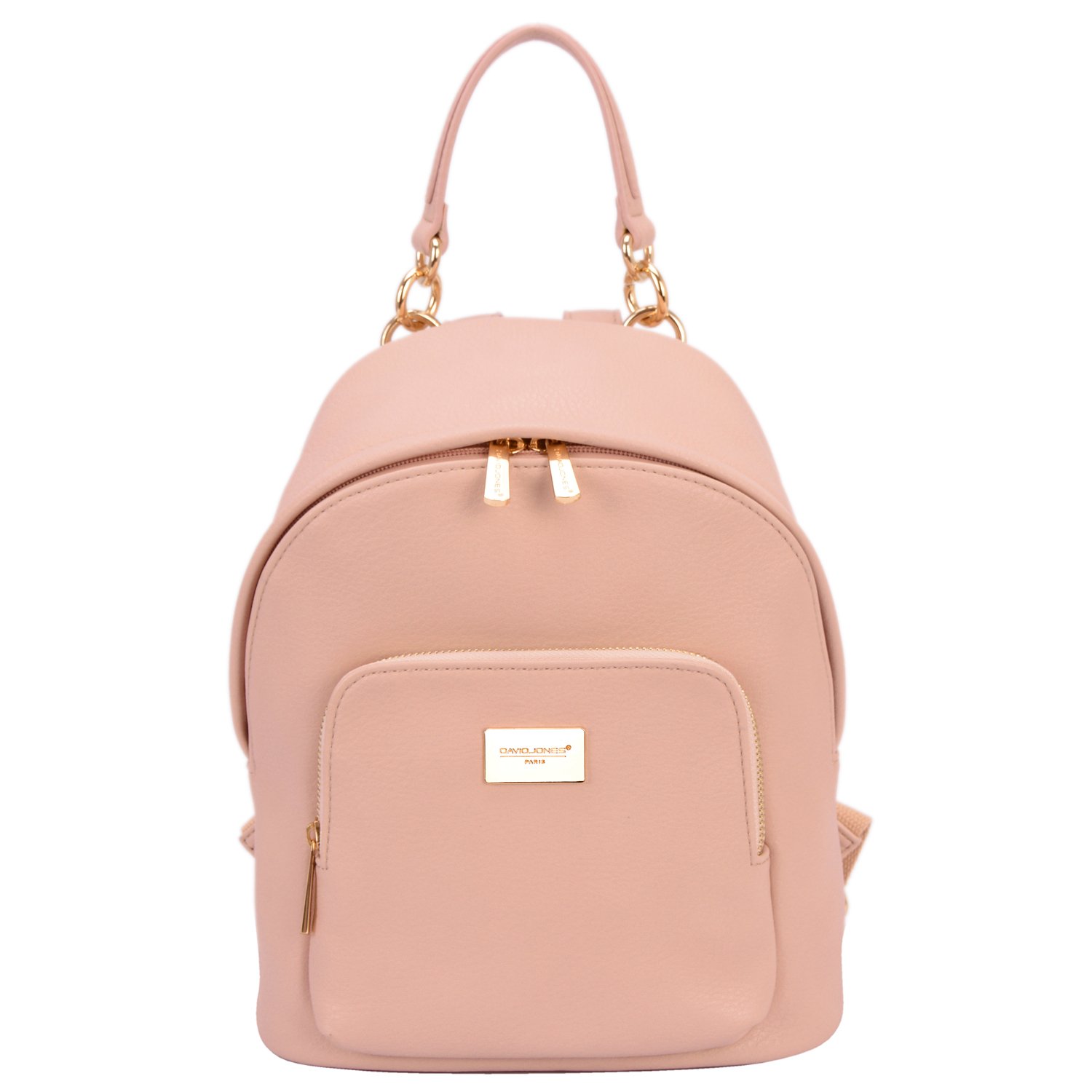 David Jones - Women's Fashion Backpack Purse Small - Ladies Casual Mini Daypack PU Leather - Girl Rucksack Satchel Shoulder Handbag Zipper Pockets - Trendy School Bag City College Teenager - Pink