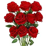 Luyue 10PCS Artificial Roses Flower with Stems Slik
