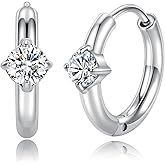 Titanium Cubic Zirconia Huggie Hoop EarringsHypoallergenic for Sensitive Ears