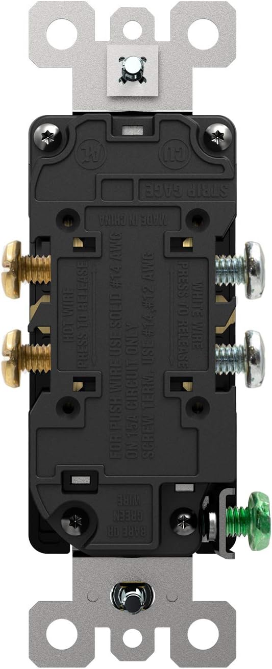ELEGRP Decorator Receptacle, 15A 125V Standard Electrical Wall Outlet, 2 Pole 3 Wire, NEMA 5-15R, Self-Grounding Residential Grade Straight Blade Decorative Duplex Outlet, UL (Glossy Black, 10 Pack) - - 