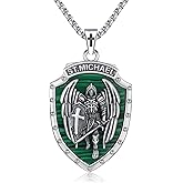 KiiKii Saint Necklace for Men Women 925 Sterling Silver St Archangel Michael/Benedict/Sebastian/Joseph/Jude/Florian Firefighter Medal Pendant Religious Jewelry Gifts for Christmas Birthday
