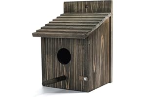 NATUREYLWL Weatherproof Bird House, Wooden Bird Houses for Outside with Pole, Durable Birdhouse for Finch, Bluebird, Cardinals, Hanging Birdhouse Garden Country Cottages